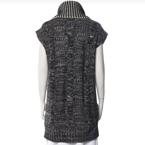 See by Chloe Black White Cable Knit Turtleneck Wool Blend Sweater Dress - Picture 3 of 7